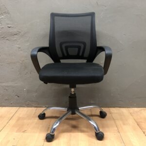 Black Mesh Office Task Chair with Padded Seat & Chrome Five-Star Base