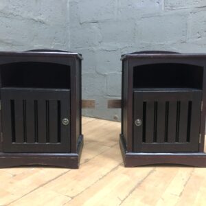 Pair of Small Dark-Brown Bedside Cabinets / Nightstands (Set of 2)