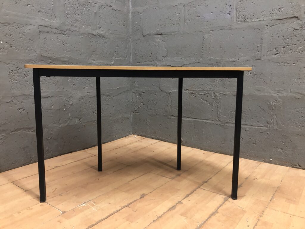 Rectangular Light-Wood Tone Table with Black Legs — Used, Minor Wear