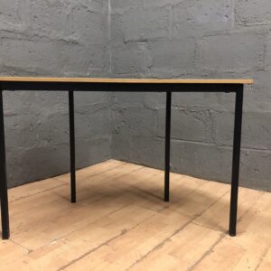 Rectangular Light-Wood Tone Table with Black Legs — Used, Minor Wear