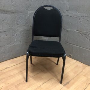 Black Fabric-Upholstered Metal Frame Chair — Single Item, Needs Cleaning
