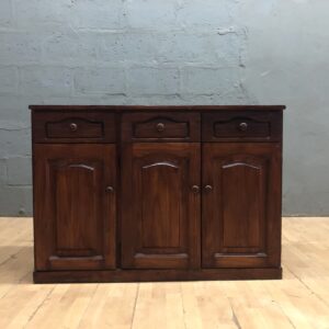 Dark Brown Wooden Sideboard / Cabinet — 3 Drawers, 3 Doors, Internal Shelving