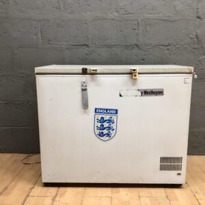 White Chest Freezer – Single Unit, 58 x 107 x 90 cm, Model Plate Photo Supplied