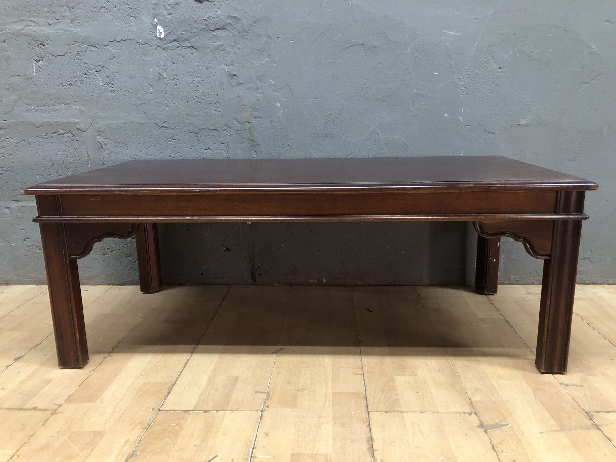 Brown Rectangular Low Coffee Table — 111 x 56 x 42 cm