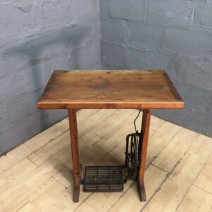 Wooden Table on Singer Cast-Iron Treadle Base — Vintage Sewing Machine Base Table