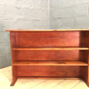 Solid-wood open shelving unit / bookcase, three shelves, reddish-brown finish