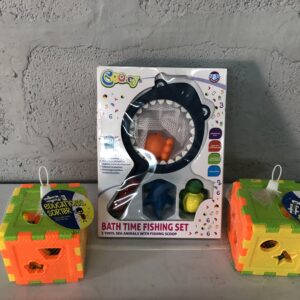 Boxed Bath Time Fishing Set with 2 Educational Sorter Foam Cubes (3pcs)
