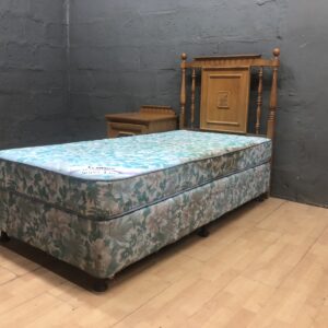 Single bed set with Softex mattress, wooden headboard and matching nightstand