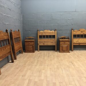 Set of 4 Single Bed Headboards & 2 Matching Nightstands, Medium Brown Wood Tone