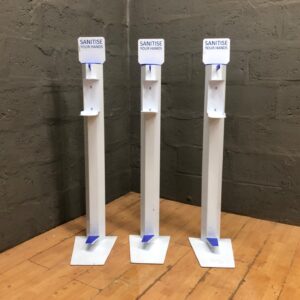 Bulk Lot of 3 Foot-Operated Hand Sanitiser Dispenser Stands – 133cm, Used