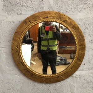 Round Wall Mirror with Gold Decorative Frame – 68cm Diameter