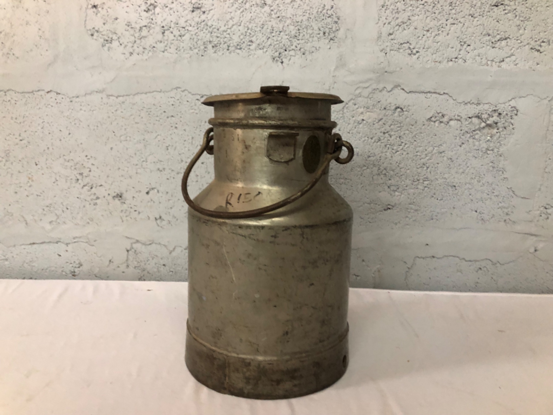 Vintage TSP Metal Milk Churn with Brass Badge – 32cm High