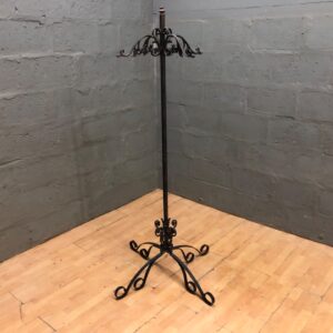 Elegant Wrought Iron Coat or Hat Stand – Decorative Scrollwork, 191cm Tall