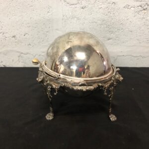 Victorian-Style Silver-Plated Roll-Top Serving Dish – Ornate Buffet Server, 34cm