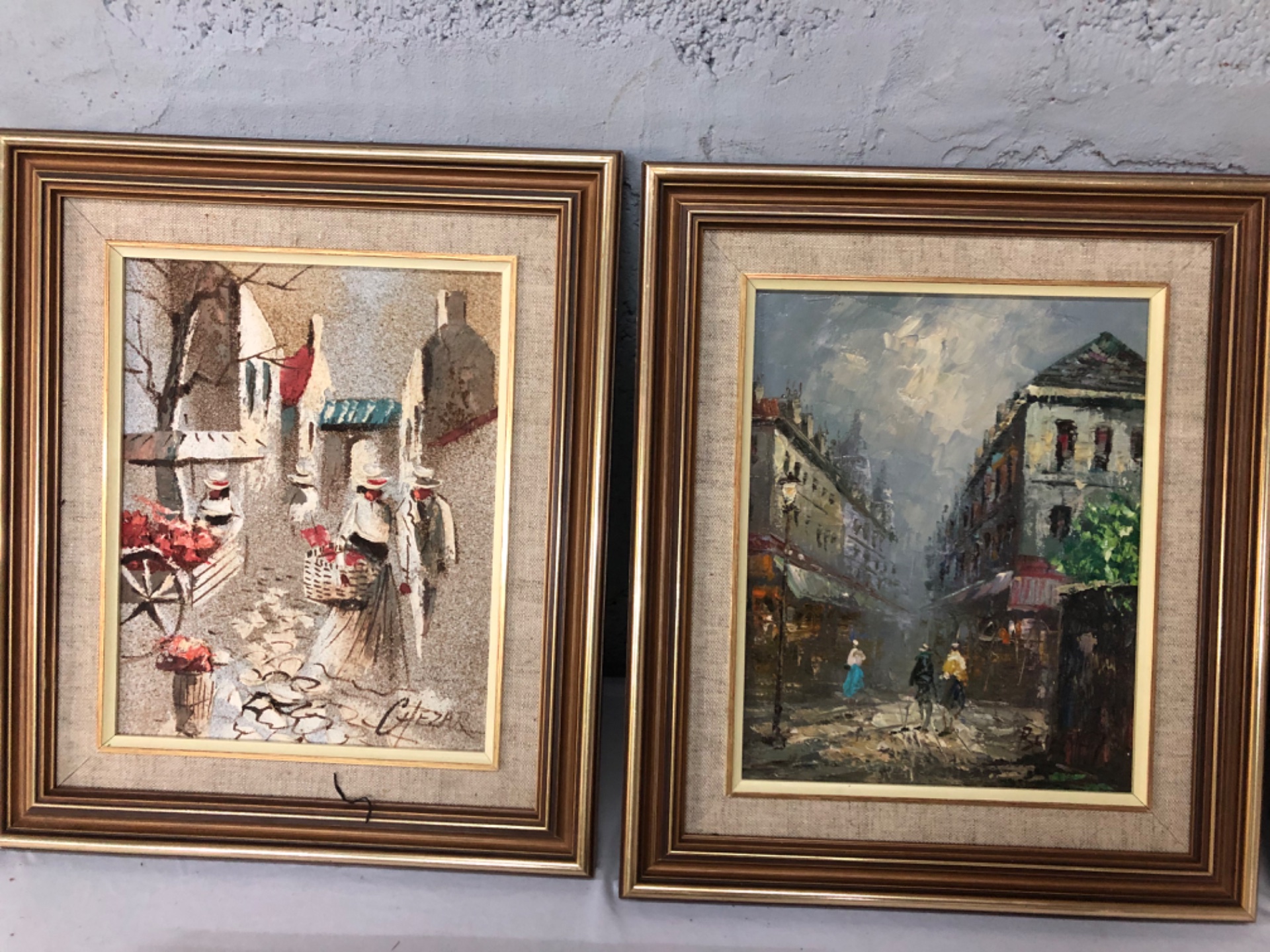 Lot of 5 Framed and Unframed Paintings – Signed by Cezar, MARI, Burat (31x36cm)