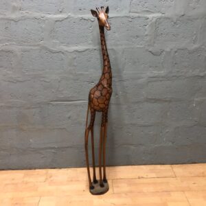 Tall Hand-Carved Wooden Giraffe Sculpture – 168 cm