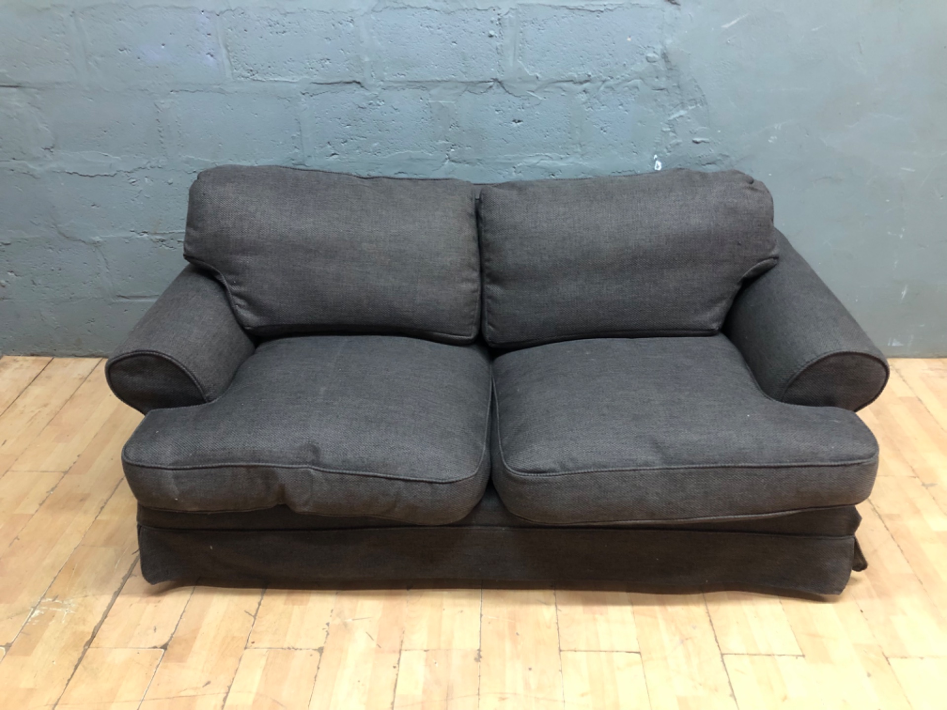 2-Seater Fabric Sofa – Charcoal, Used Condition, 200cm Wide