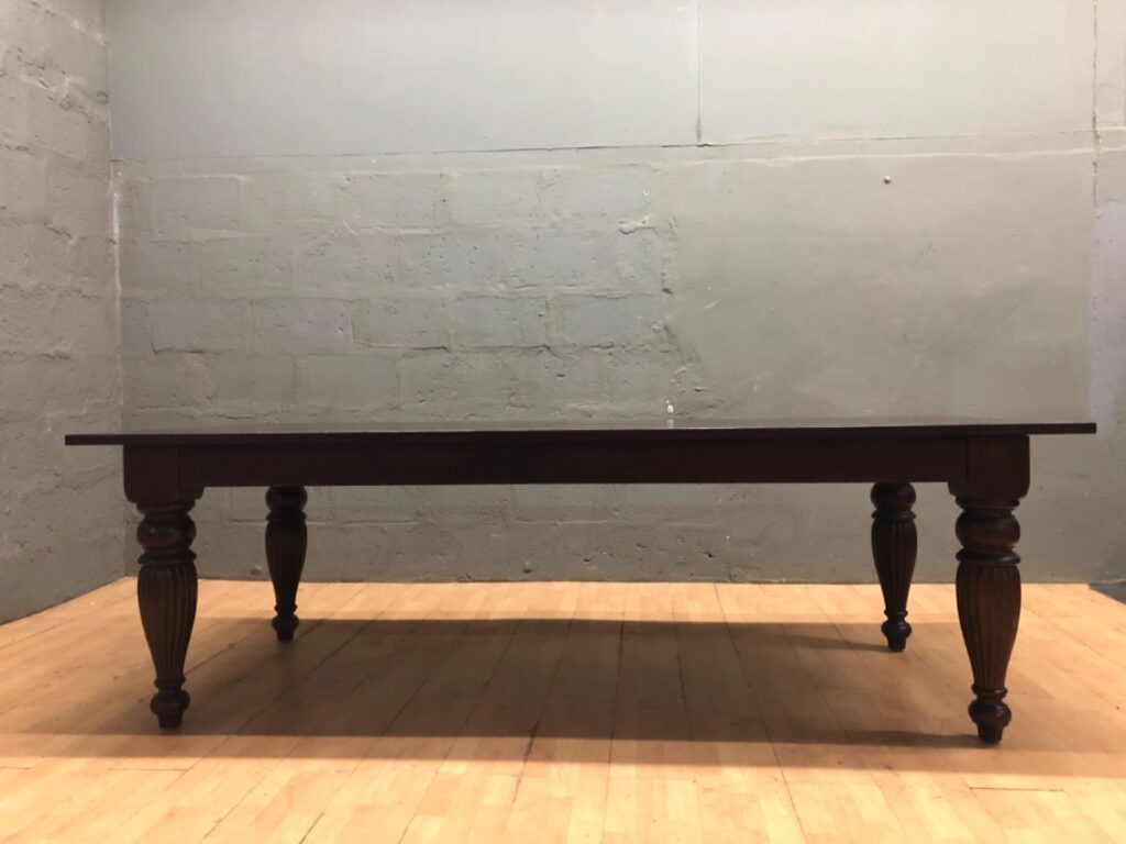Large Wooden Dining Table with Turned Legs – 250 x 110 cm