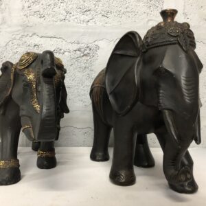 Pair of Decorative Elephant Figurines with Gilt Accents (Set of 2)