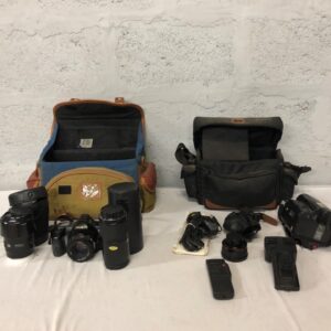Bulk Lot: Minolta Dynax 3000i Film Camera, Sony CCD-TR440E Camcorder, Lenses & Accessories (12 Pieces, Used)