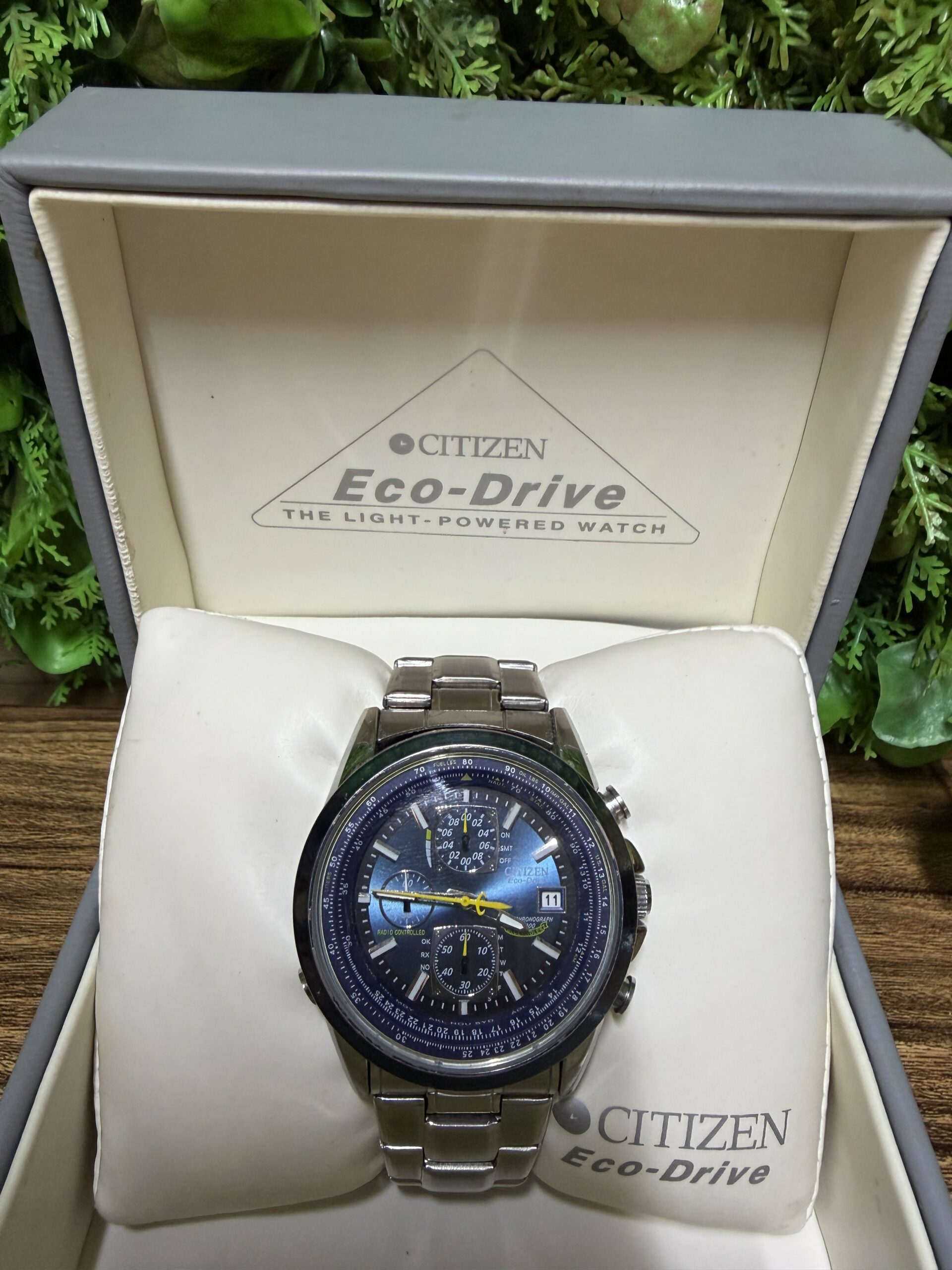 Citizen Eco-Drive Chronograph Wristwatch in Presentation Box, Blue Dial