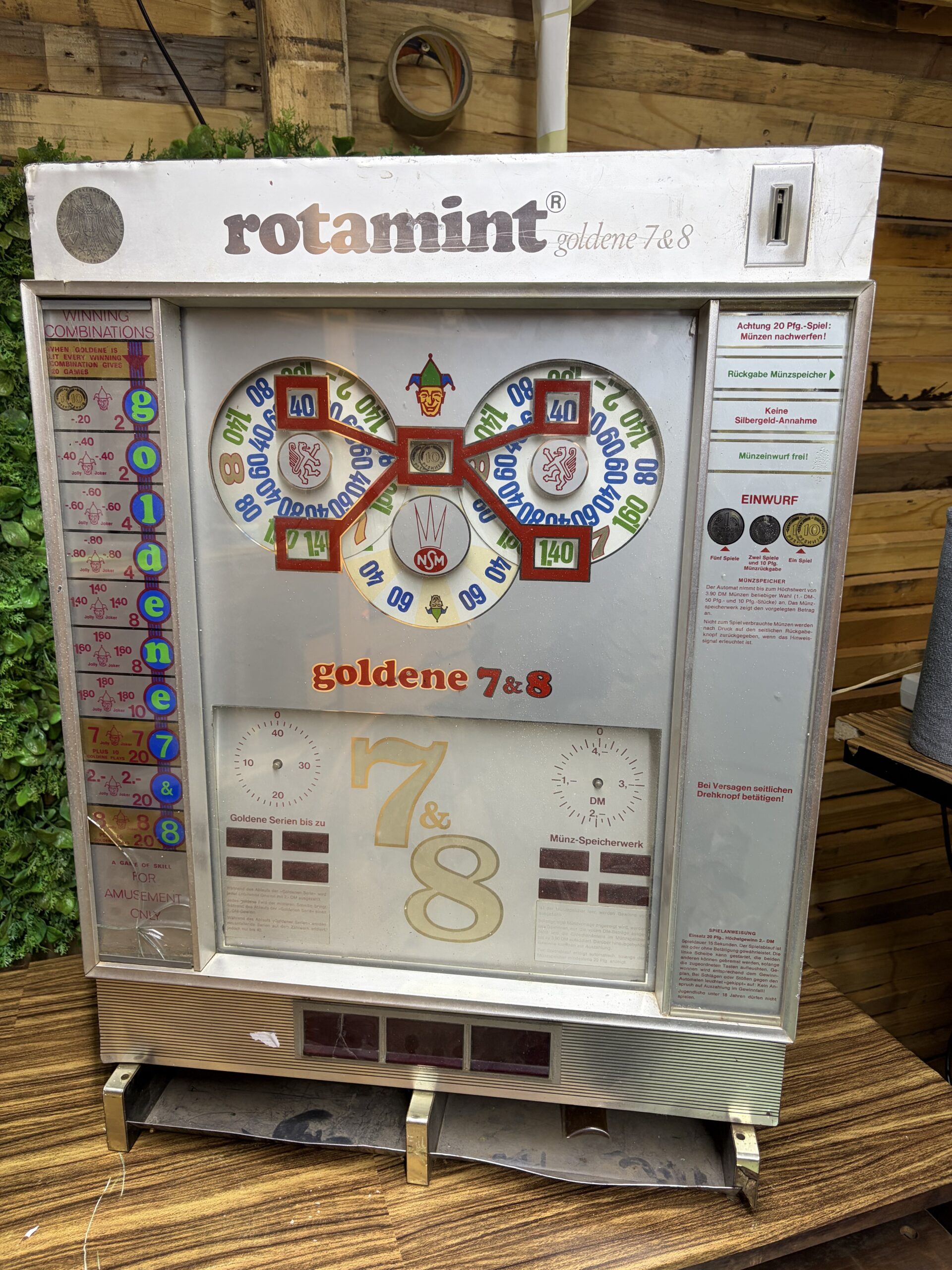 Vintage Rotamint Goldene 7 & 8 Coin-Op Slot Machine – Untested, For Restoration