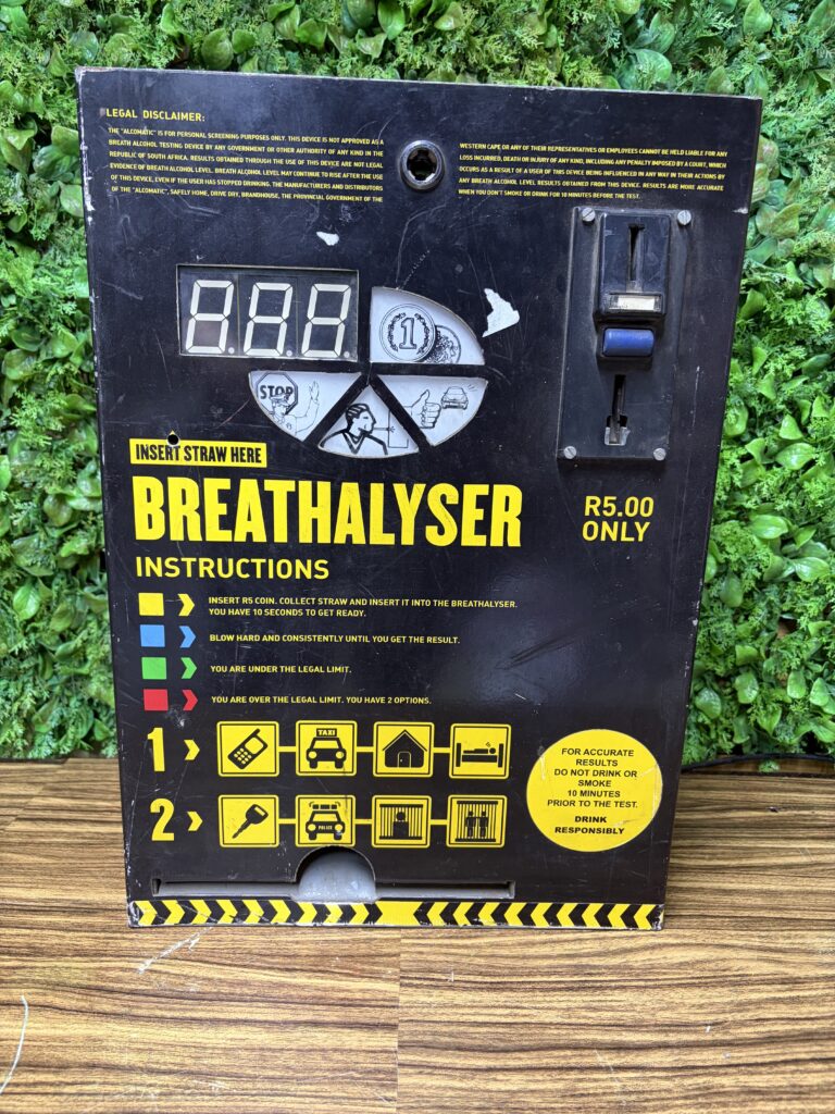 Vintage Coin-Operated Breathalyser Front Panel — Retro Bar Mancave Piece