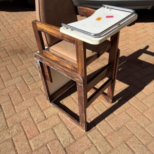 Vintage Wooden Baby Feeding Chair with Removable Tray