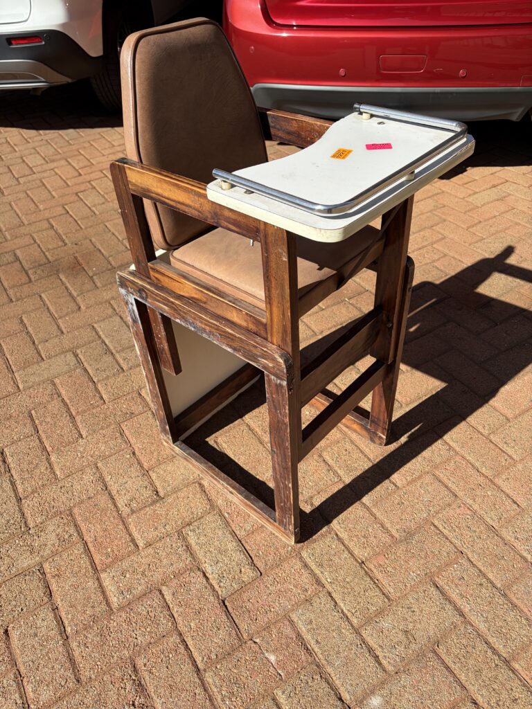 Vintage Wooden Baby Feeding Chair with Removable Tray