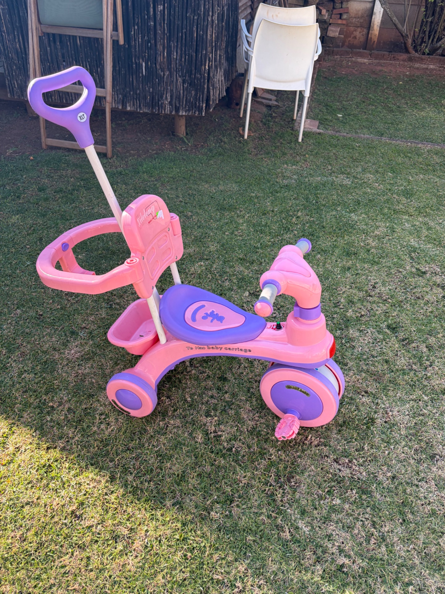 Pink/Purple Xilelong / XLT Children’s Push Trike Ride-On with Parent Handle — Untested