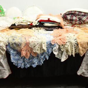 Mixed lot of crocheted doilies, blankets, table covers & pillows (20-50 items, seller-confirmed