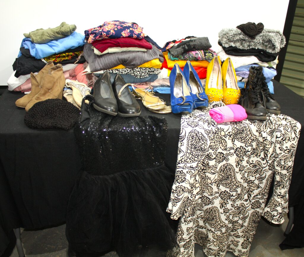Mixed Lot of Women’s Clothing & Shoes — Folded Tops, Dresses, Boots and Heels (30–50 pcs claime
