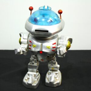 Silver Toy Robot with Translucent Blue Dome & Orange Antennae