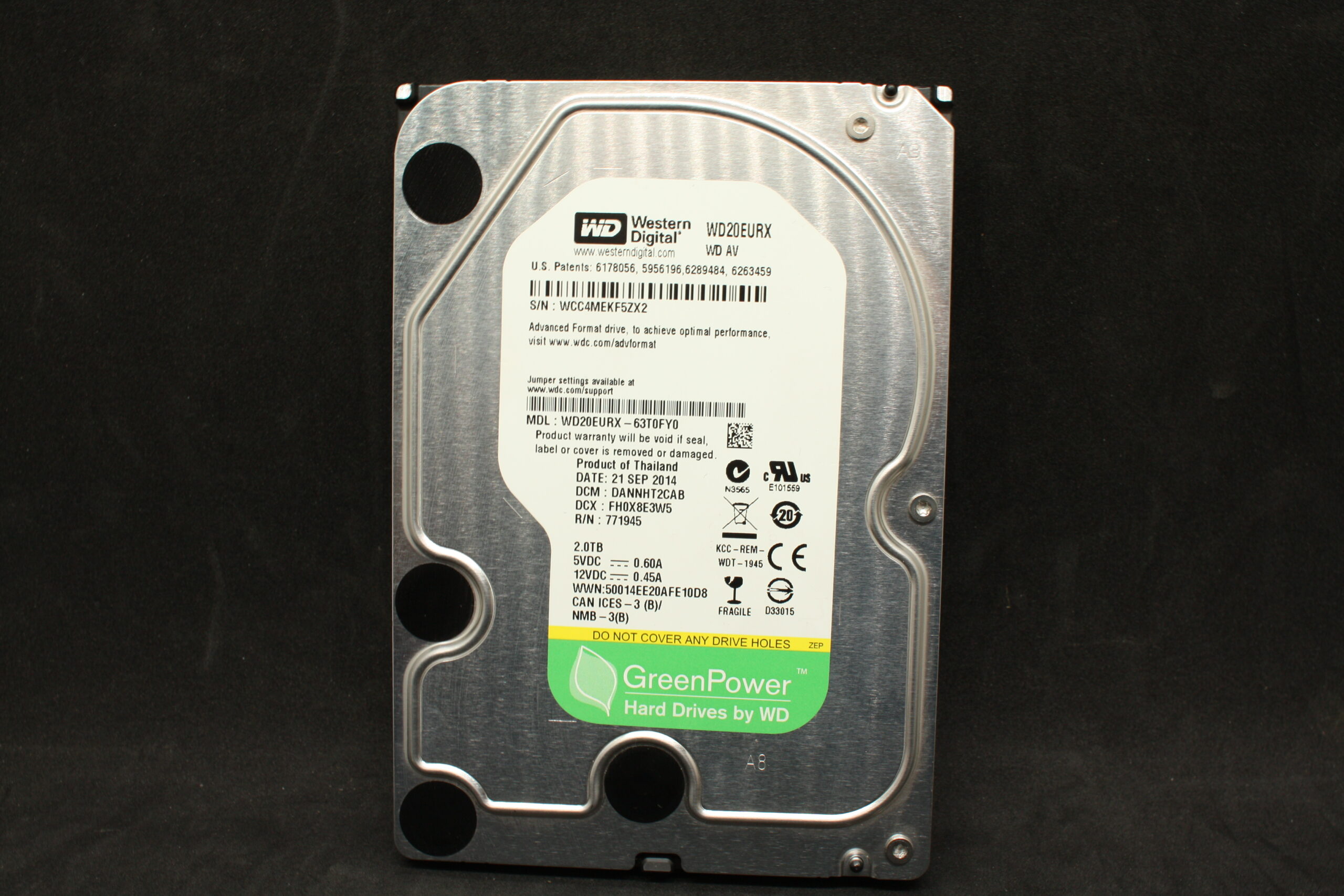 Western Digital 2TB Internal 3.5″ HDD WD20EURX — 1x Drive