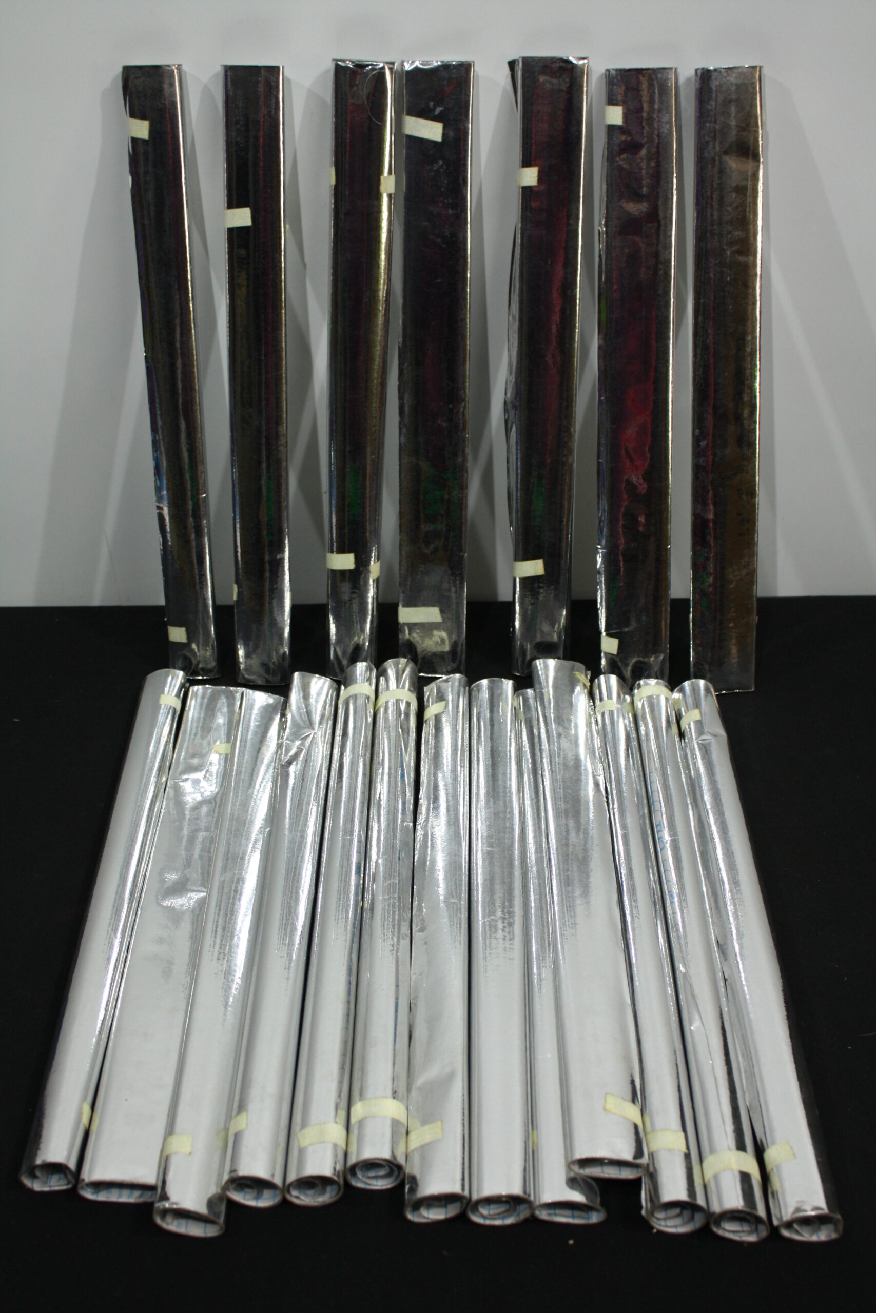 Lot of 20 Reflective Silver/Mirror-Finish Contact Adhesive Rolls, 450mm x 1000mm