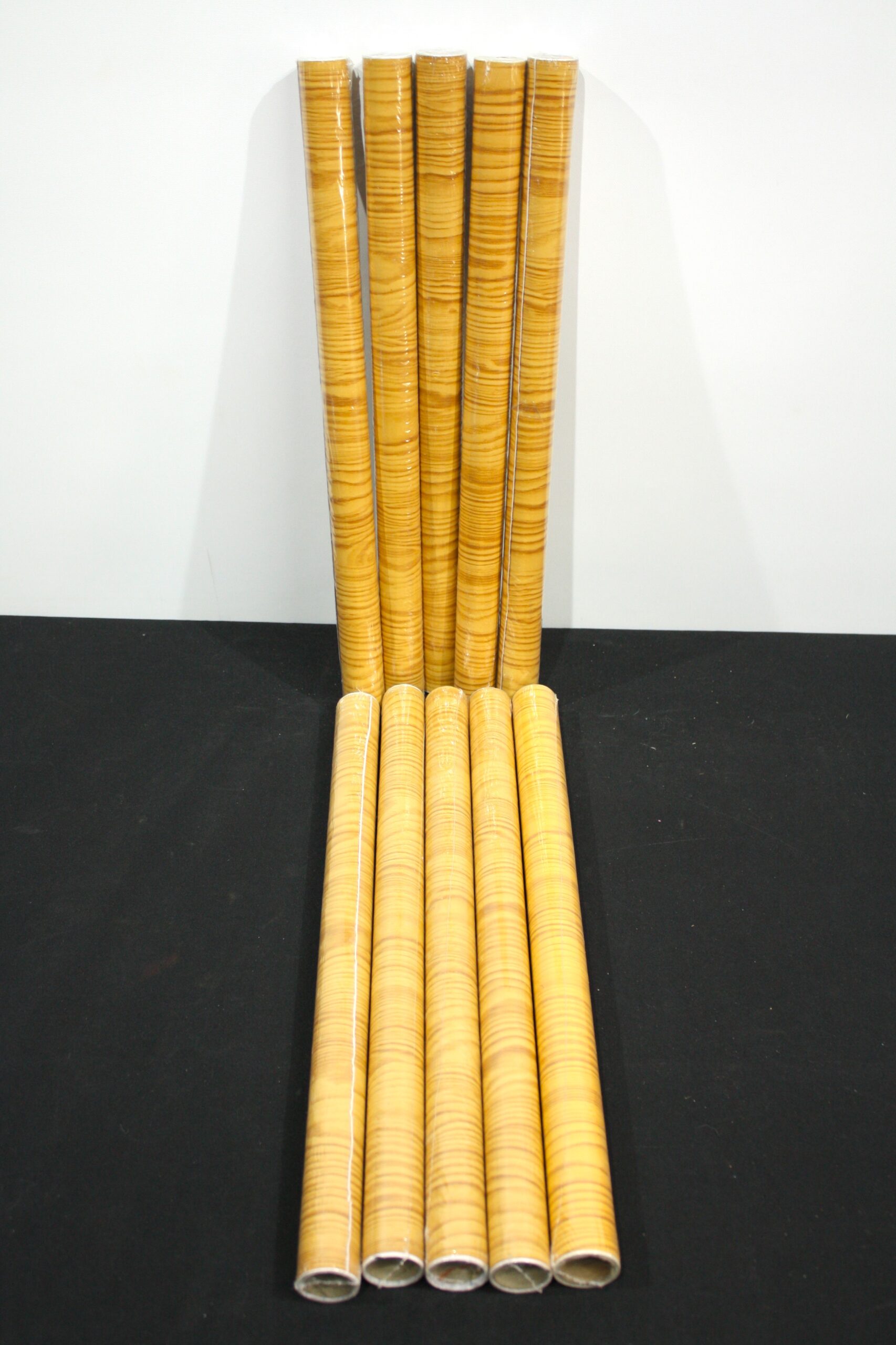 Set of Contact-Style Adhesive Rolls with Light Brown Wood-Grain Pattern (plastic-wrapped)