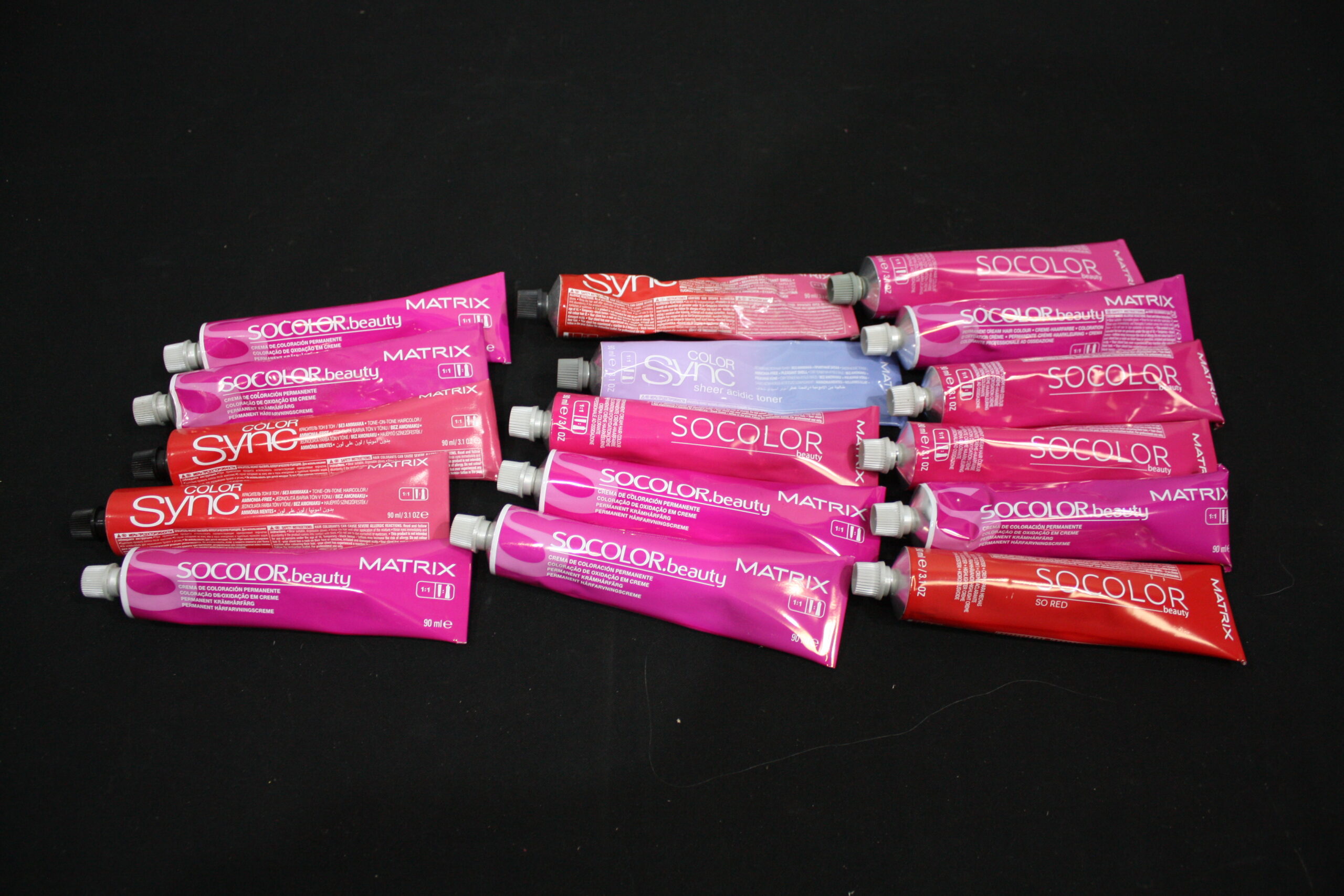 Bundle of 16 SoColor / Color Sync Hair Colour Tubes (various shades)