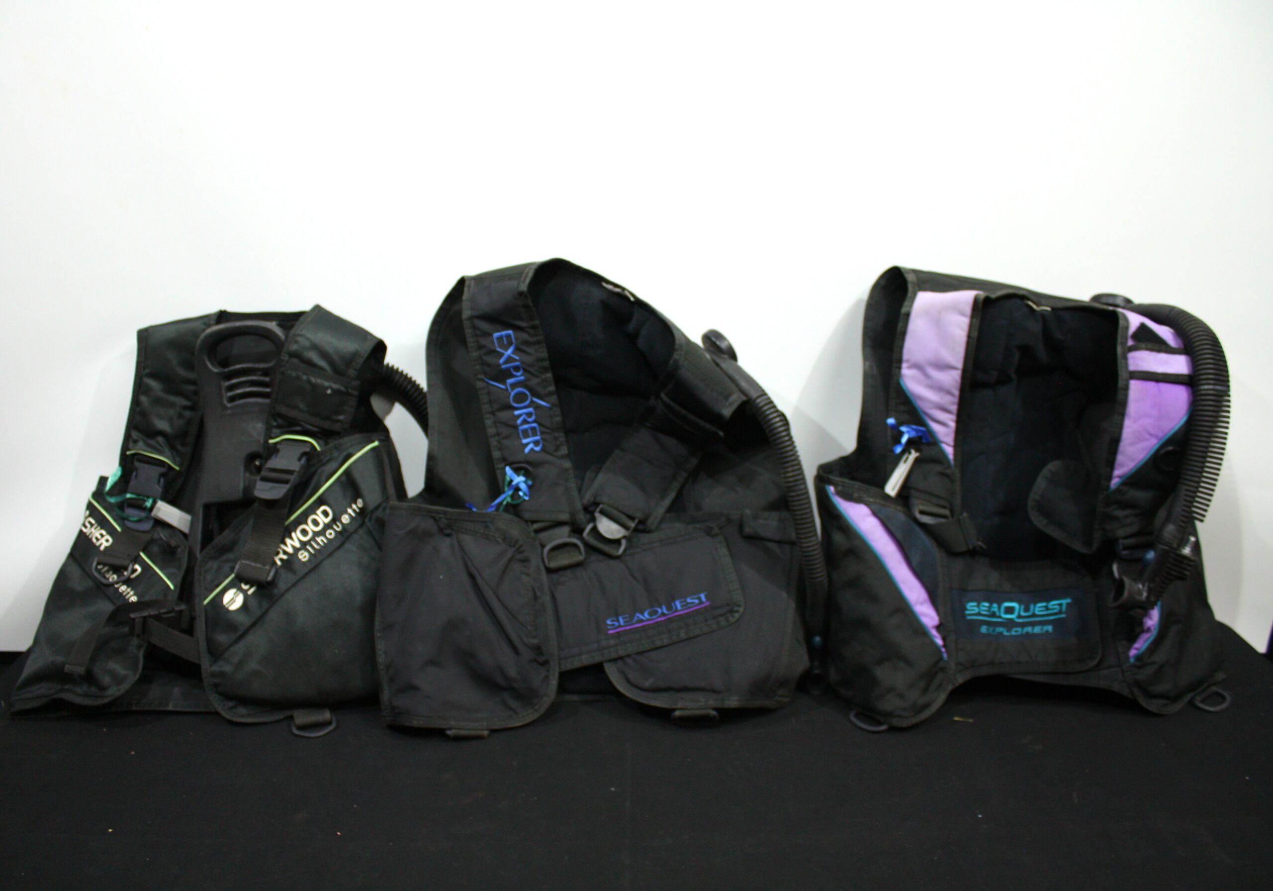 Set of 3 Buoyancy Control Devices (BCDs) – Sherwood & SeaQuest, used