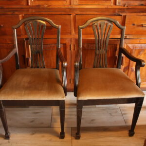 Pair of Wooden Armchairs with Padded Seats