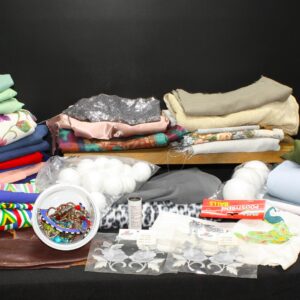 Mixed Lot: Assorted Fabrics, Offcuts & Craft Supplies (Dozens Visible)