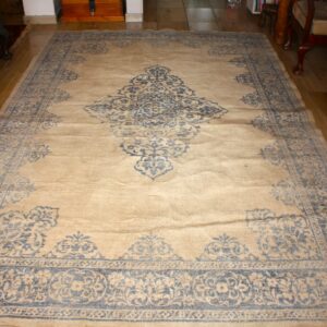 Blue-on-cream Rectangular Area Rug / Mat, approx. 2.5 x 1.5 m