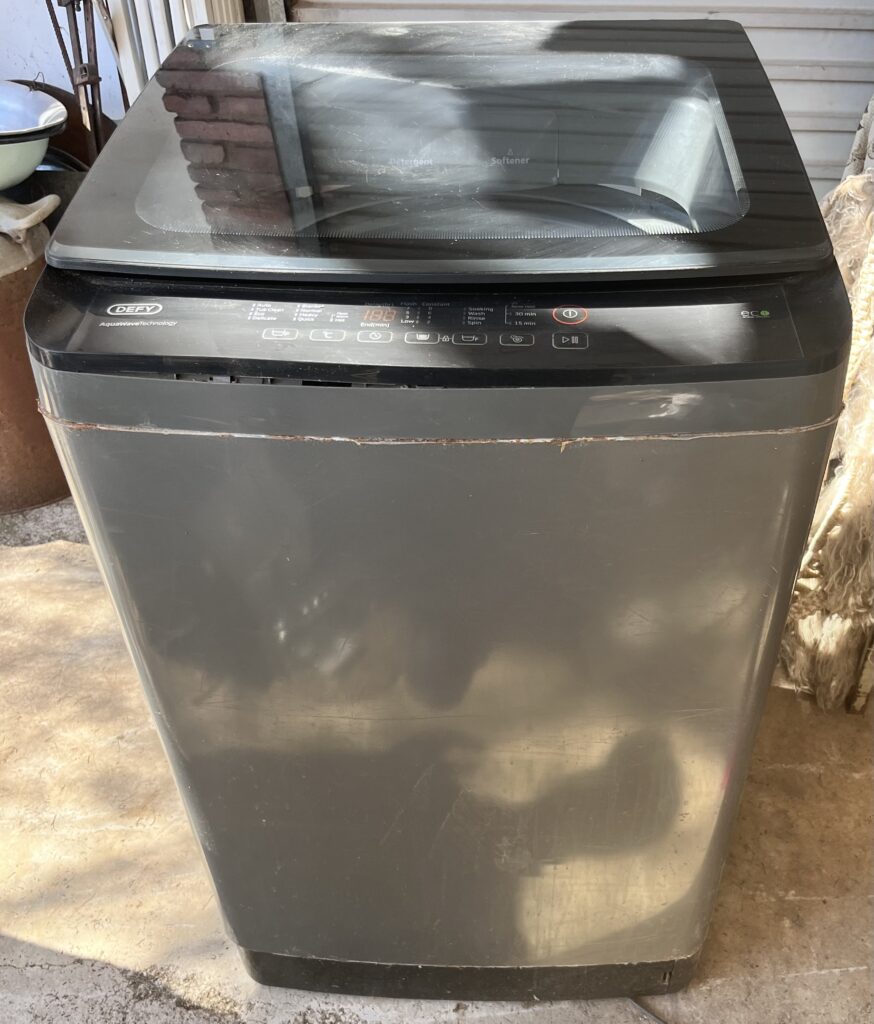 Defy Top-Load Washing Machine — Grey/Dark Metallic, Not Working (Sold As-Is)