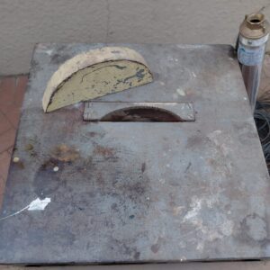 Mixed spares lot: 2 x Jordan 3" submersible pumps (3SDM1/20-0.55) + pool pumps, cords, tools, paint & table-saw top (NOT WORKING)