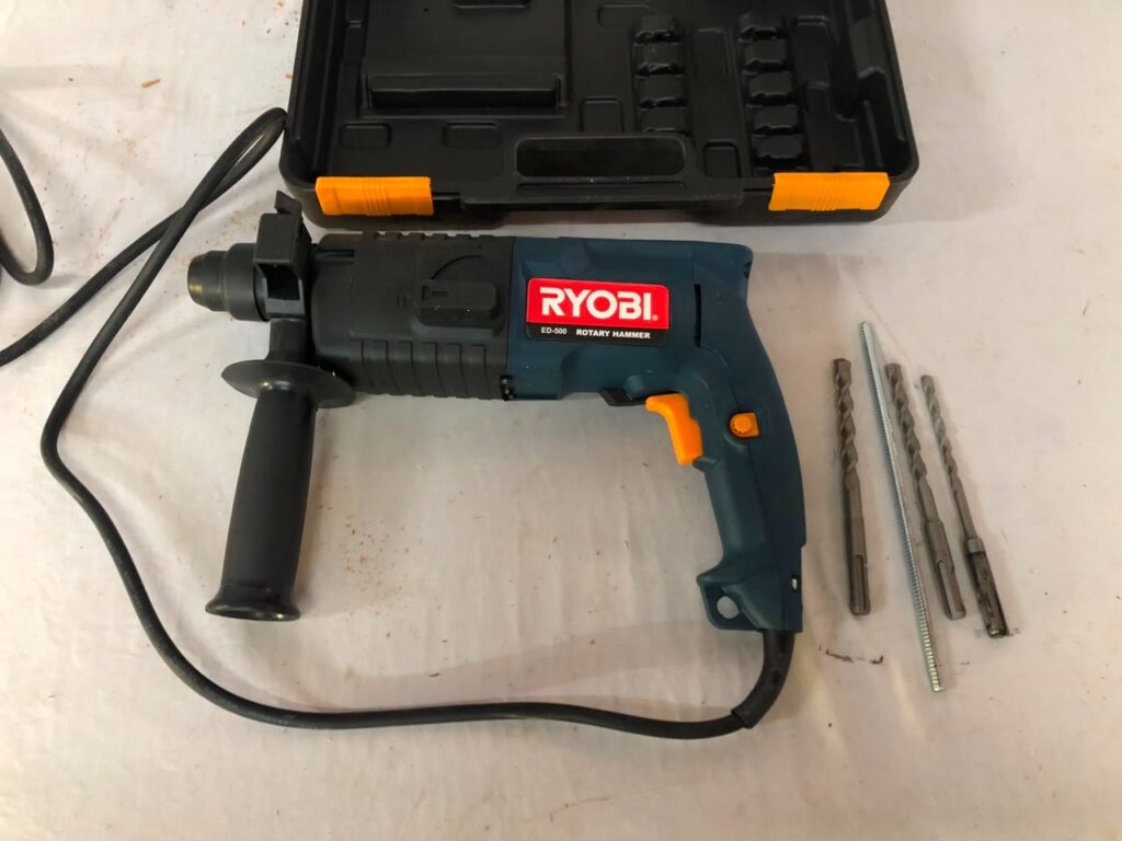 Ryobi ED-500 Rotary Hammer 230V 500W — in case with side handle, depth rod & 3 bits