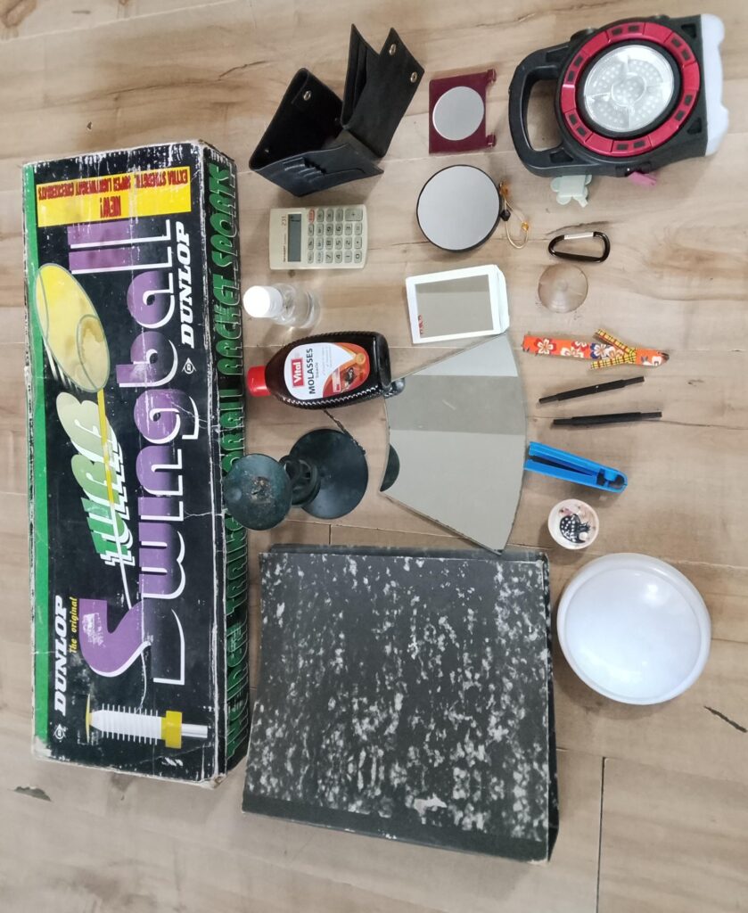 Bulk Mixed Lot: Dunlop Swingball (Partial), LED Torch (Untested), Calculator, Wallet, Mirrors, Stationery & More (19 Items)