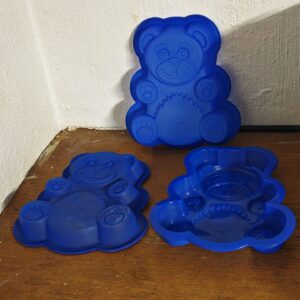 Set of 3 Blue Silicone Teddy Bear Cake Molds