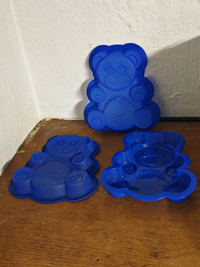 Set of 3 Blue Silicone Teddy Bear Cake Molds