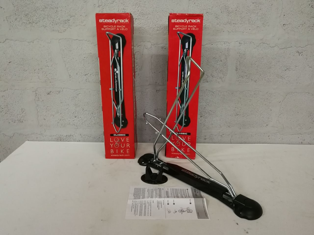 Lot of 3 Steadyrack Classic Bicycle Racks – 2 New Boxed, 1 Unboxed