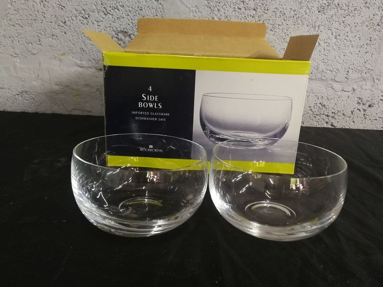 Woolworths Imported Glass Side Bowls – Boxed Set (2 of 4 Present)