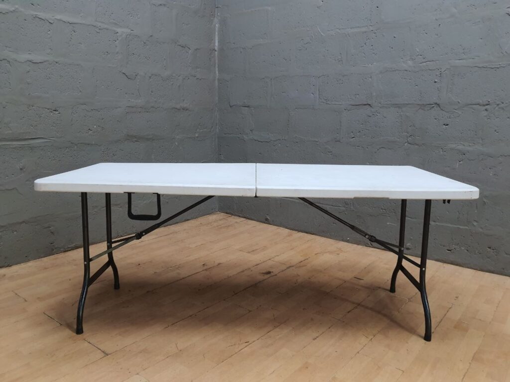 Folding Plastic Trestle Table – Used, Sturdy, Practical